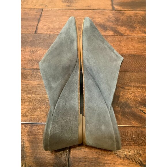 Vince Gray Suede Square Toe Wedge Low Heels, Size 8 US | 38 EUR - Picture 7 of 8